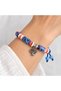 Blue Red White Beaded String Women's Bracelet with Tree Figure Stylish Accessory