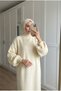 Women's Half Turtleneck Balloon Sleeve Loose Long Knitwear Dress 130 cm - 3
