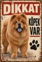 Chow Chow Caution Dog Present Retro Metal Wall Sign 15X20 cm