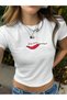 Women's Spicy Printed Crew Neck Tight Crop Tshirt - 3