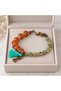 Cat Figured Turquoise Tassel Orange and Multi-Colored Beaded Women's Bracelet - 3