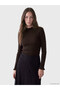 Gencc Quality Lcw Modest Brown Knitwear Striped Stand Collar Women's Sweater - 2