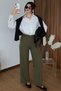 Khaki Polyviscon Palazzo Trousers - 4