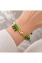 Bohemian Women's Bracelet with Colorful Beaded Tulip Figures and Antique Metal Detail