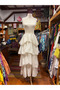 Ecru Color Ibiza Strapless Layered Bohemian Dress - 4