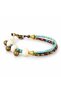 Turquoise and Multicolored Beaded Double Row Bracelet with Dangle Stylish Accessory - 2