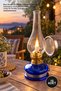 10 Pieces of Glass Gas Lamps – Nostalgic Decorative Lighting with Blue Glass Body, Vintage Gas Lantern, Garden Lamp, Home and Cafe Lighting