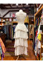 Ecru Color Ibiza Strapless Layered Bohemian Dress - 6