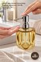 10 Pieces Square Heart Design Liquid Soap Dispenser – Acrylic Mica Crystal Look Pump Dispenser, 220 Ml, Bathroom Kitchen