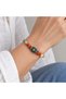 Antique Metal Bohemian Women's Bracelet with Orange and Turquoise Beaded Flower Detail