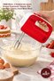 4-Piece Hand Mixer – 150W Motor, 3-Speed Adjustable Red Ergonomic Design, Cake Dough Whisk, Hand Mixer