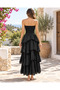 Black Color Ibiza Strapless Layered Bohemian Dress - 3