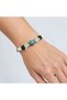 Blue and White Beaded Design Bracelet with Gold Detail, Stylish Women's Accessory
