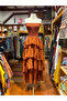 Cinnamon Color Ibiza Strapless Layered Bohemian Dress - 6