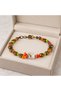 Orange Green Bead Detailed Ethnic Patterned Gold Look Women's Bracelet - 3
