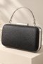 Women's Black Glittery Metal Handle Box Shape Evening Dress Clutch Bag Mlu8007