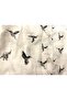 Women's White Bird Patterned Long Sleeve Viscose Shirt with Buttons - 8