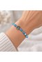 Blue Evil Eye Beaded Silver Color Leaf and Tree of Life Detailed Women's Bracelet