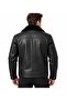 Men's Genuine Leather Coat Black – Classic Cut, Zippered Leather Jacket - 4