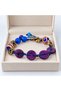 Bohemian Design Women's Bracelet with Purple and Blue Bead Detail and Antique Metal Accessories - 3