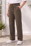 Women's Khaki Palazzo Cut Combed Cotton Sweatpants High Waist Loose Leg Casual Comfortable - 3