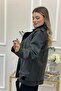 Long Oversize Black Women's Leather Jacket - 3