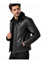 Men's Genuine Leather Coat Black – Classic Cut, Zippered Leather Jacket - 3