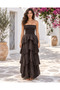 Dark Brown Color Ibiza Strapless Layered Bohemian Dress