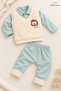 Baby Boy Set with Lion Detail, One-Piece Top and 2-Piece Bottom and Top Set - 4