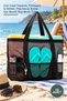 10 Pieces Black Mesh Beach Bag – Multi-Pocket Design, Zippered Interior Compartment, Beach Bag Mesh Tote for Beach, Pool, Camping