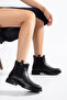 Women's Leather Black Elastic Boots with Thermo Sole - 2