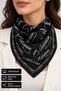 Ataturk Signature Patterned Black Cotton Scarf 52X52 cm Multi-Purpose Bandana (School, Event, Ceremony, Show)