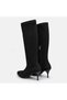 Large size women's stretch boot 42-43-44-black genuine suede leather - 5