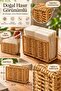 Natural Wicker Look Plastic Rattan Rectangular Desktop Napkin Holder - 4