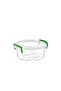 1 Piece Mini Round Storage Container – 0.5 Liter Transparent Body Green Clip-On Lid Bpa-Free Kitchen Office Storage Container - 2