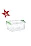 2 Transparent Storage Boxes – 3.2 Liters, Green Clip-On Lid, Stackable Design, Box Storage Container - 2