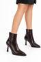 Bitter Brown Patent Leather Thin Heeled Pointed Toe Women's Boots - 5