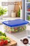 1 Piece Corner Storage Container Set – Transparent Bpa-Free Plastic with Leak-Proof Blue Lid, Refrigerator Kitchen Organization, Food Container Storage Box