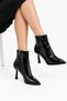 Black Patent Leather Thin Heeled Pointed Toe Women's Boots - 4