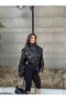 Pb Women's Black Faux Leather Jacket with Stand Collar Apolete - 3