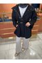High Collar Trench Coat Black - 3