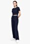 Waffle Fabric Side Adjustable Blouse and Pants Set - 2