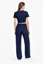 Waffle Fabric Side Adjustable Blouse and Pants Set - 6