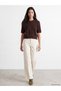 Alita City Lcw Comfort Brown Knitwear Embroidered Oval Neck Women's Sweater - 2