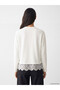 White Lace Detailed Soft Touch Women's Sweatshirt - 4