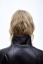Women's Zr Long Oversize Zippered Pocketed Light Brown Leather Jacket - 4