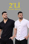 Men's Waffle Woven Open Collar Buttoned Regular Fit 2-Piece Shirt Set - Black - White