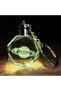 3-Piece Illuminated Saturn Crystal Glass Globe and Keychain Set – Rgb Led USB Table Lamp, Wooden Base Decor, Keychain - 4