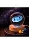 3-Piece Illuminated Saturn Crystal Glass Globe and Keychain Set – Rgb Led USB Table Lamp, Wooden Base Decor, Keychain - 5