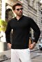 Black Snap Closure Polo Collar Men's Knit Sweater E7514 - 3